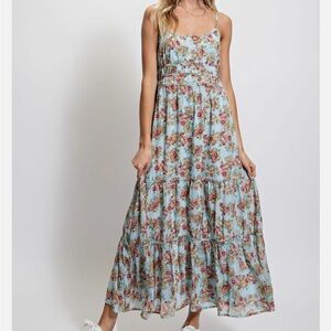 GiGiO floral smocked midi dress size small